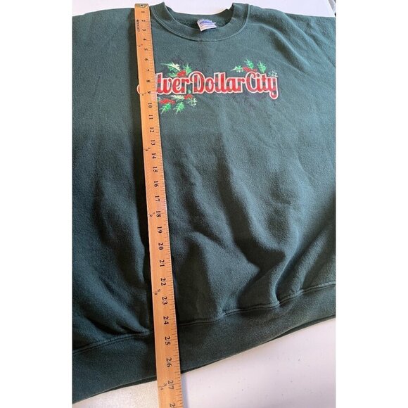 Vintage Silver Dollar City Crewneck Sweatshirt Christmas XL Dark Green Unisex - Picture 3 of 7